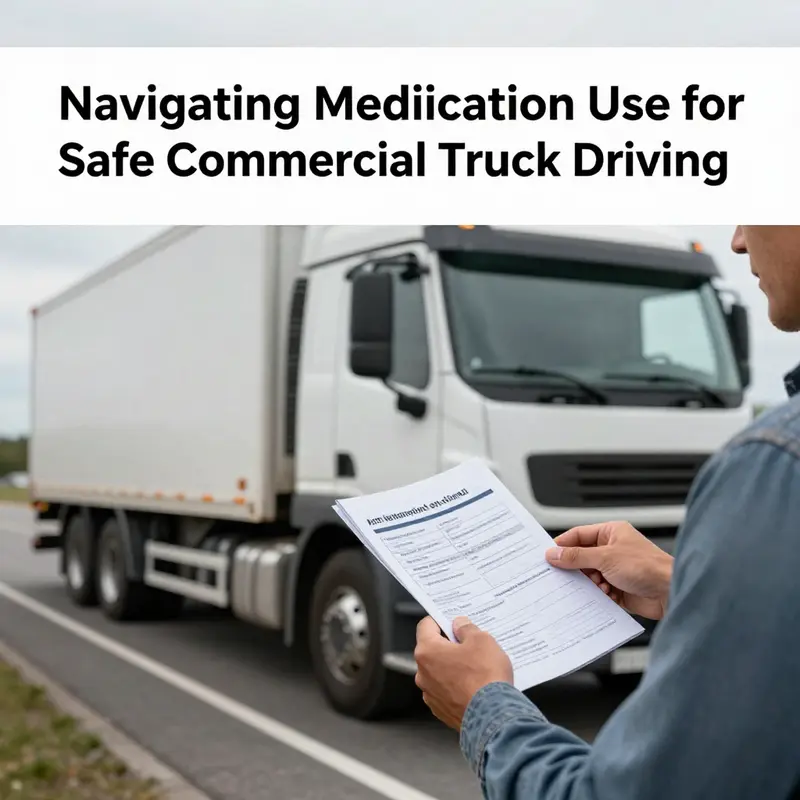 A commercial driver reviewing antihistamine warnings for safe driving.