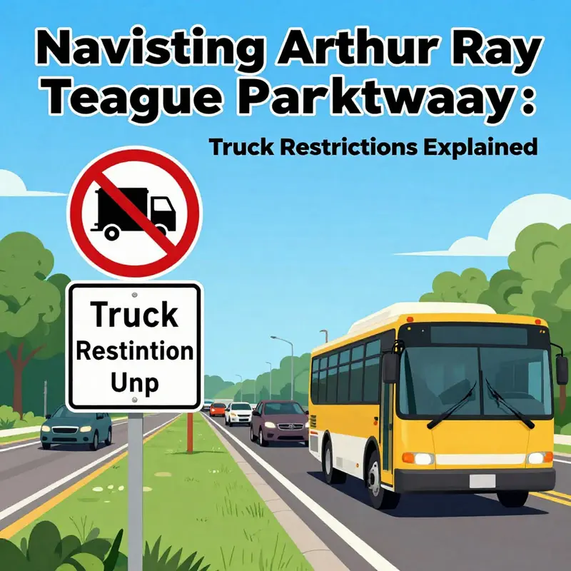 Signage highlighting truck regulations at Arthur Ray Teague Parkway.