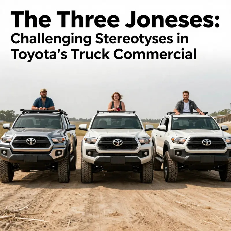 The competitive atmosphere portrayed in the Toyota truck commercial among the Three Joneses.