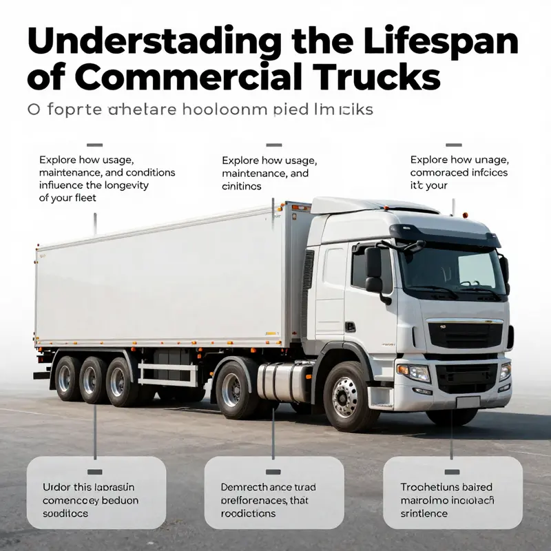 An infographic summarizing factors that influence the lifespan of commercial trucks.