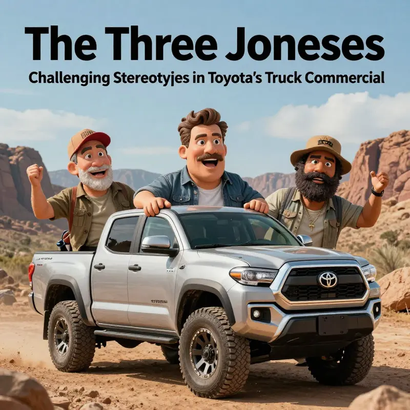 The competitive atmosphere portrayed in the Toyota truck commercial among the Three Joneses.