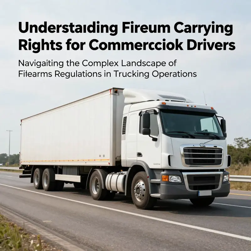 A commercial truck driving on an open highway representing the nexus of trucking and firearm regulations.