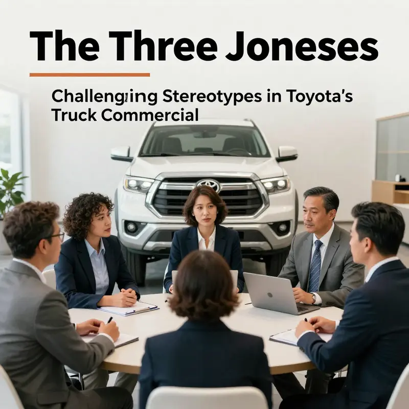The competitive atmosphere portrayed in the Toyota truck commercial among the Three Joneses.