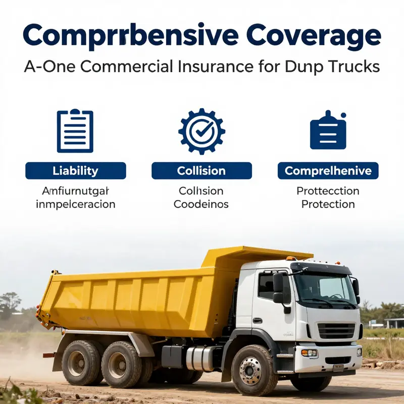 Overview of coverage options for dump trucks provided by A-One Commercial Insurance in a construction environment.