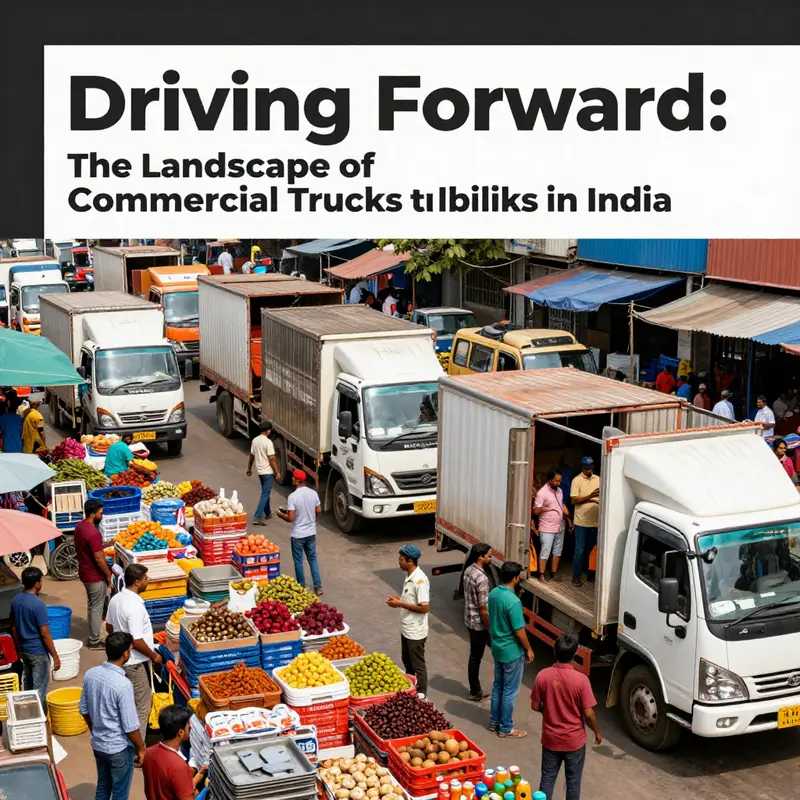 A diverse array of commercial trucks on an Indian highway, symbolizing the thriving market trends.