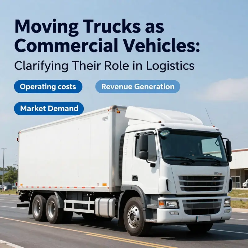 Infographic illustrating the definitions and regulations surrounding moving trucks as commercial vehicles.