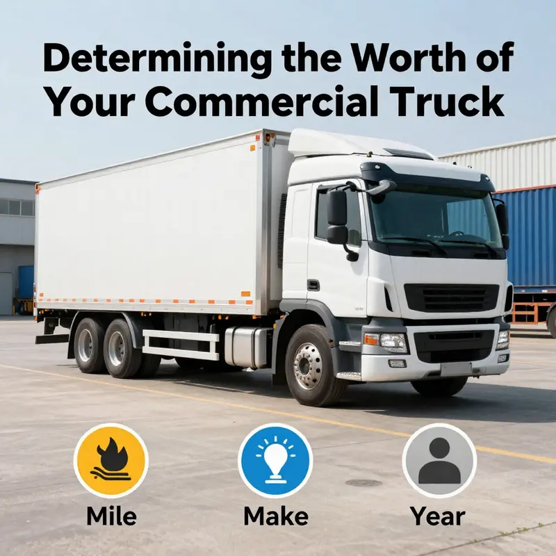 Key factors influencing the valuation of commercial trucks illustrated visually.