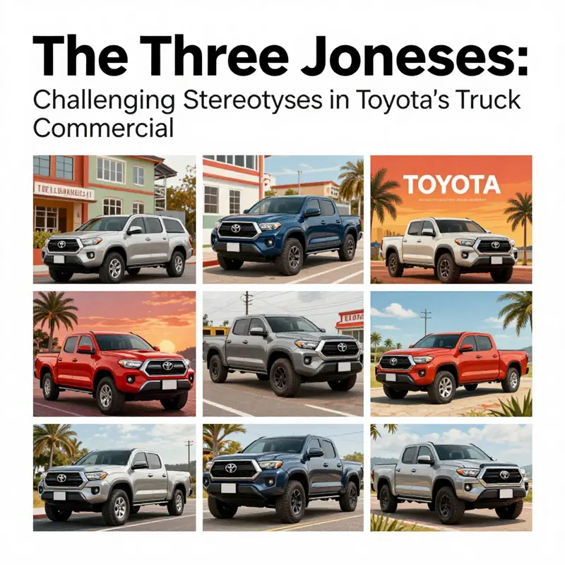 The competitive atmosphere portrayed in the Toyota truck commercial among the Three Joneses.