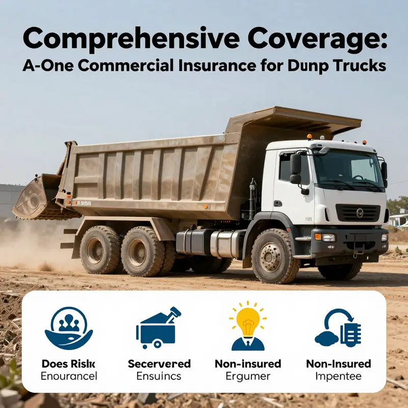 Overview of coverage options for dump trucks provided by A-One Commercial Insurance in a construction environment.