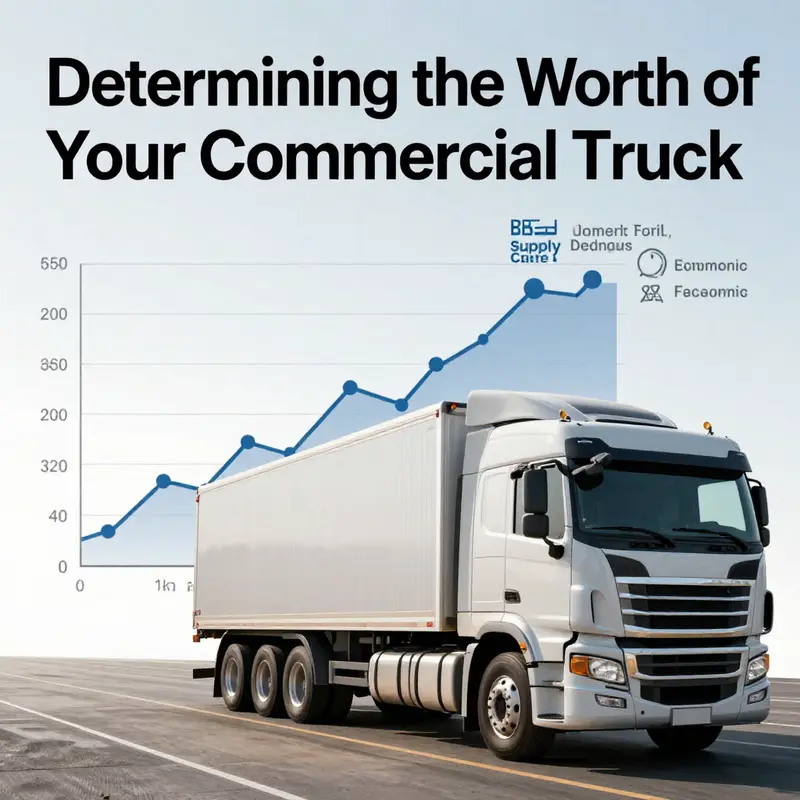 Key factors influencing the valuation of commercial trucks illustrated visually.