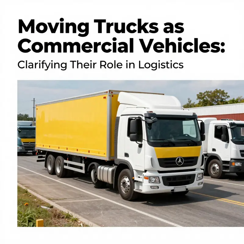 Infographic illustrating the definitions and regulations surrounding moving trucks as commercial vehicles.