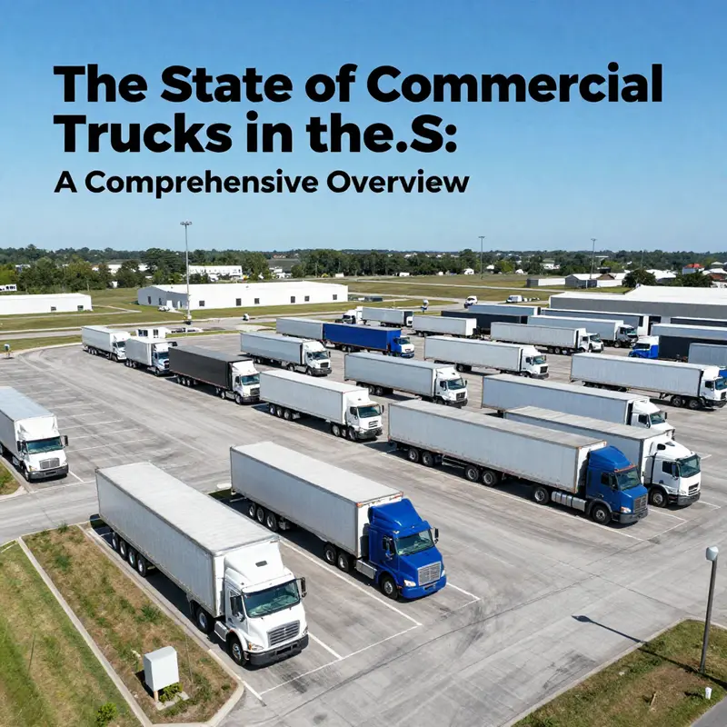 A diverse fleet of commercial trucks parked, highlighting the scale of the U.S. trucking industry.