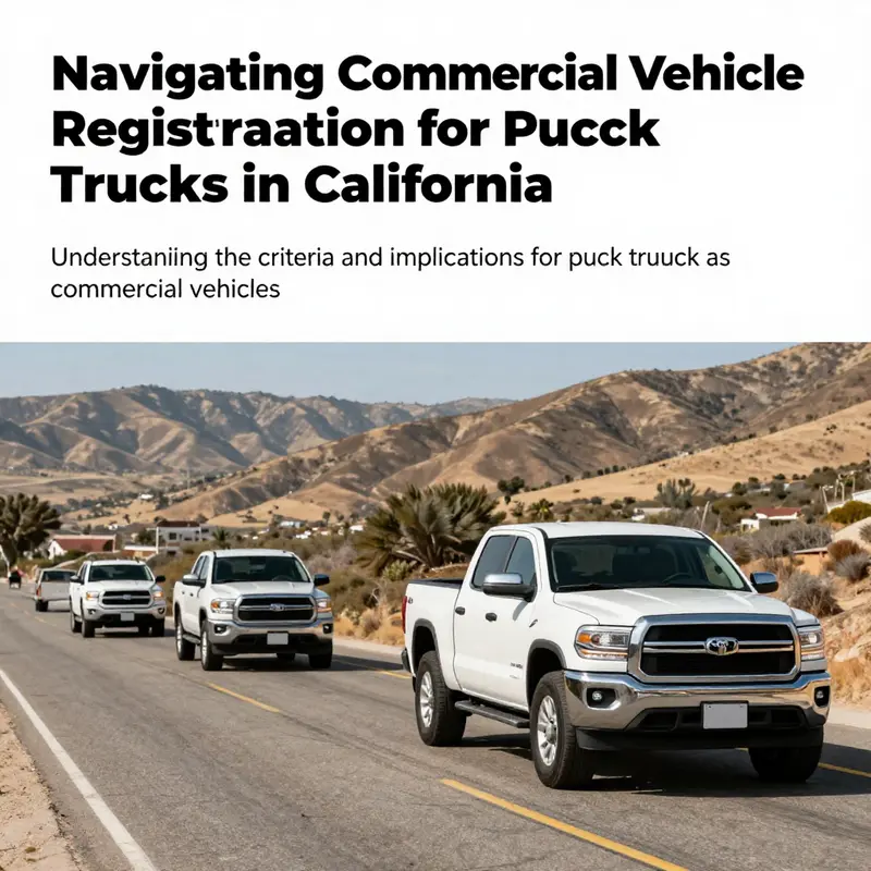 A scenic view of California with pickup trucks, illustrating the commercial transportation landscape.