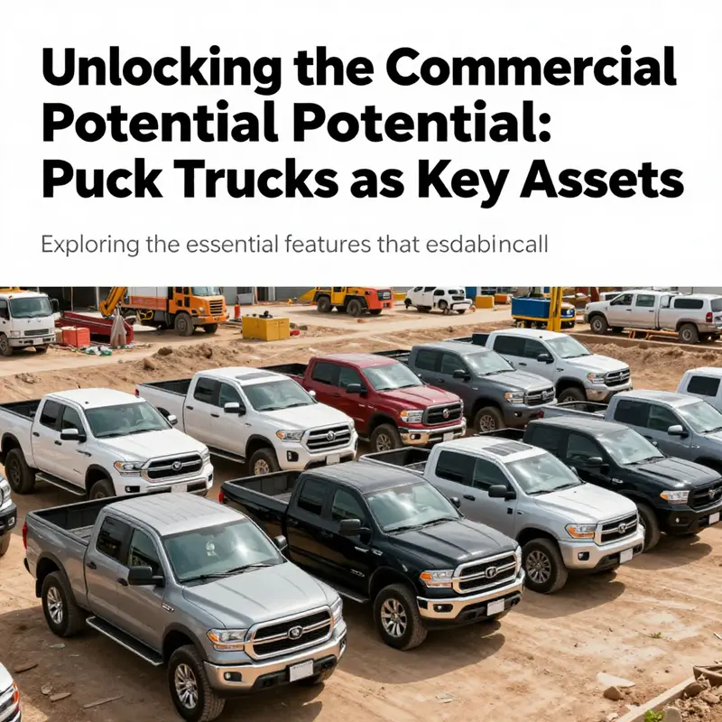 A variety of pickup trucks parked at a construction site, representing their use in commercial activities.