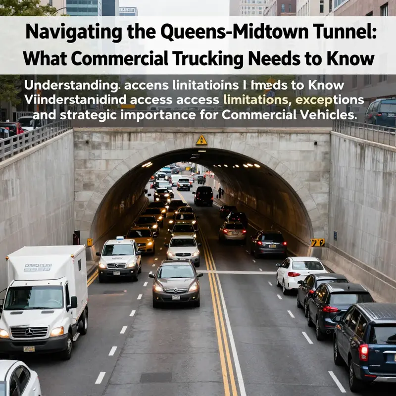 A busy scene near the Queens-Midtown Tunnel demonstrating its importance in New York City's transportation network.