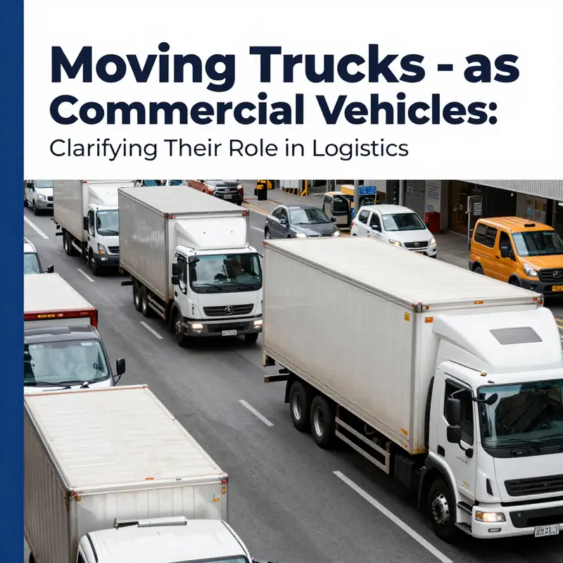 Infographic illustrating the definitions and regulations surrounding moving trucks as commercial vehicles.