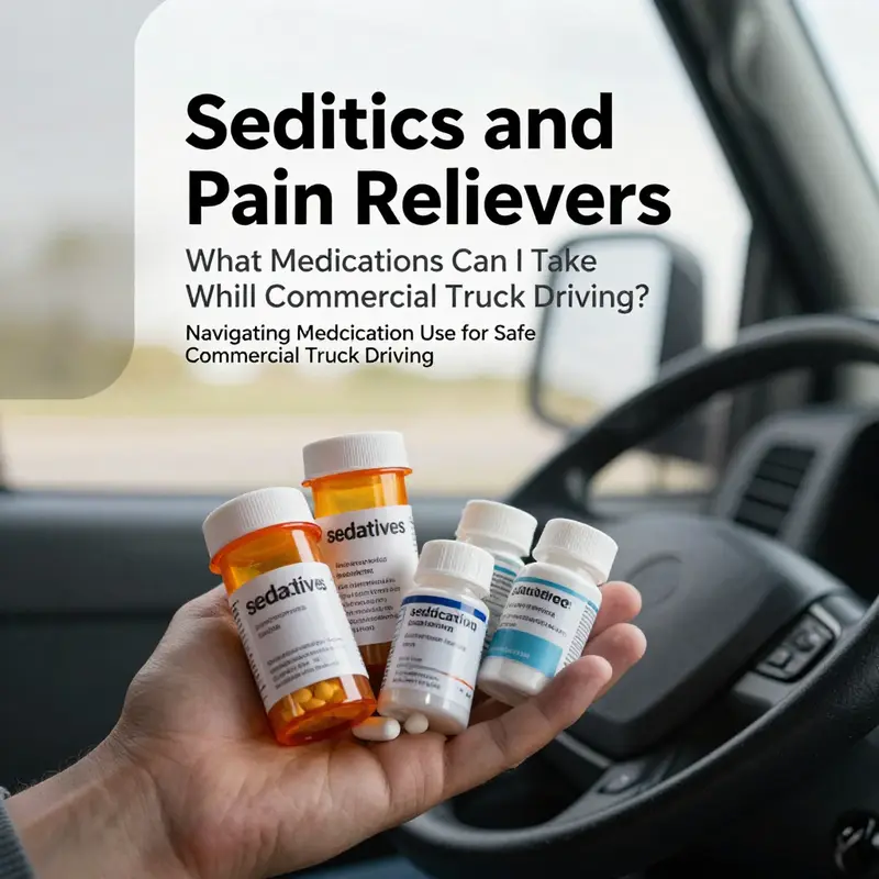 A commercial driver reviewing antihistamine warnings for safe driving.