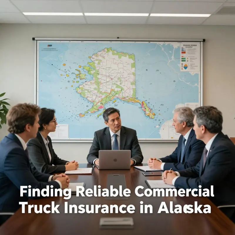 Insurance agents discussing tailored commercial truck insurance options in Alaska’s unique environment.
