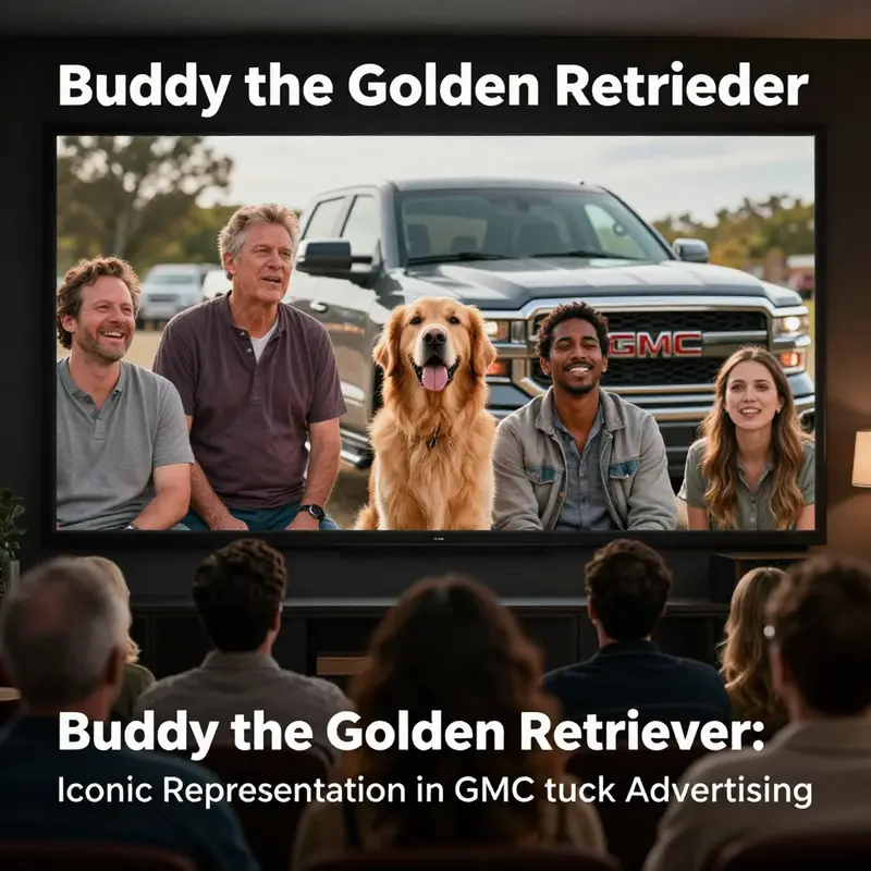 Buddy, the golden retriever puppy, captures hearts in the GMC truck commercial.