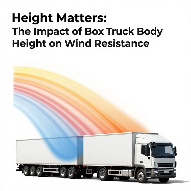 The height of this box truck influences wind resistance as it travels along a windy road.