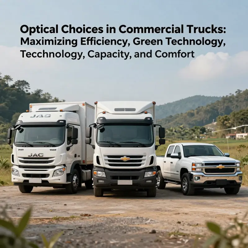 A collage of four top commercial trucks showcasing efficiency, sustainability, cargo capacity, and comfort.