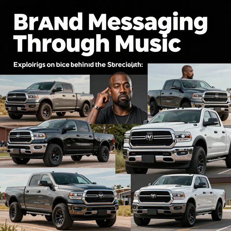 Kanye West’s powerful performance symbolizes the robust branding seen in the Ram Truck commercial.