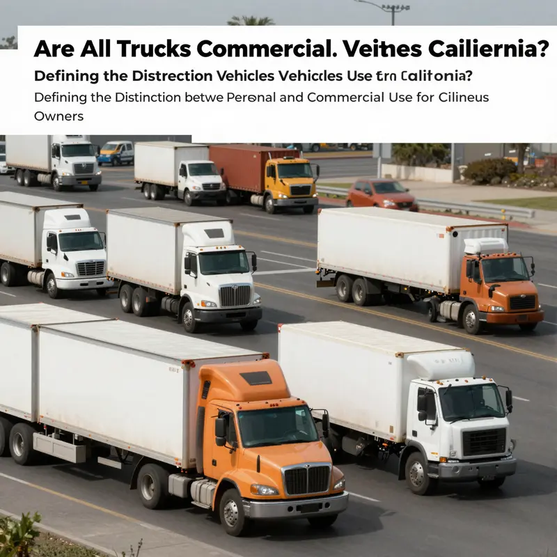 Image depicting a busy California logistics operation featuring various trucks on the move.