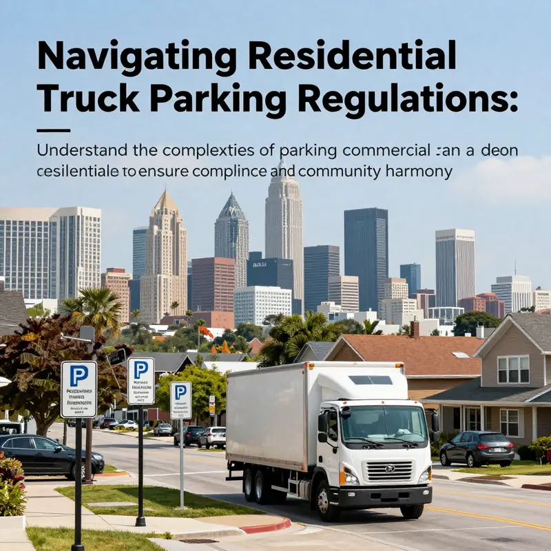 A panoramic view of a city demonstrating the balance between commercial truck operations and residential parking regulations.