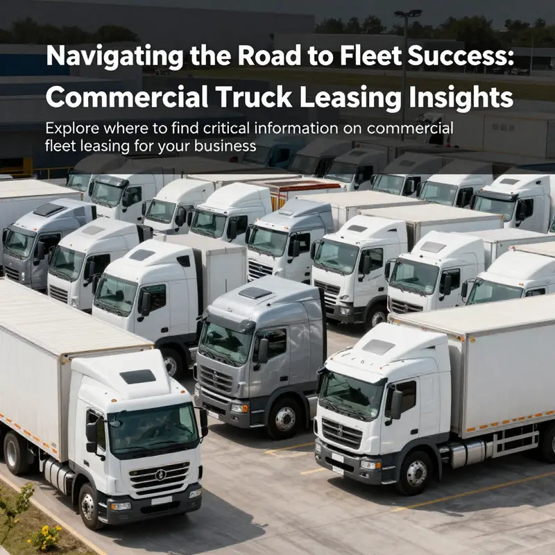 A fleet of commercial vehicles parked in a logistics facility focused on leasing solutions.