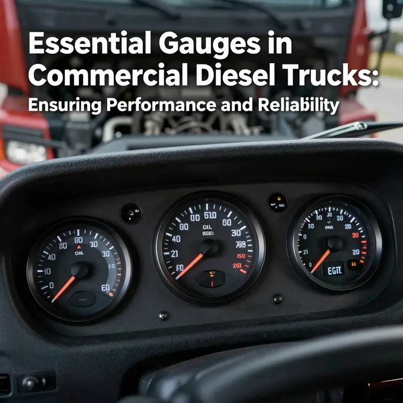 A detailed view of various essential gauges found in commercial diesel trucks, highlighting their importance in engine monitoring.