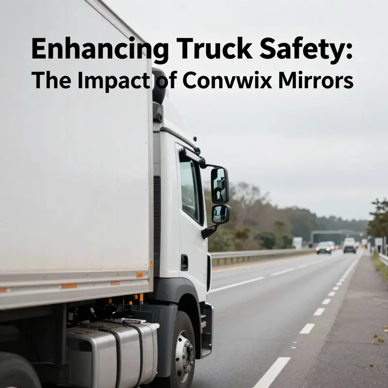 Commercial truck equipped with convex mirrors, highlighting enhanced visibility and safety features.