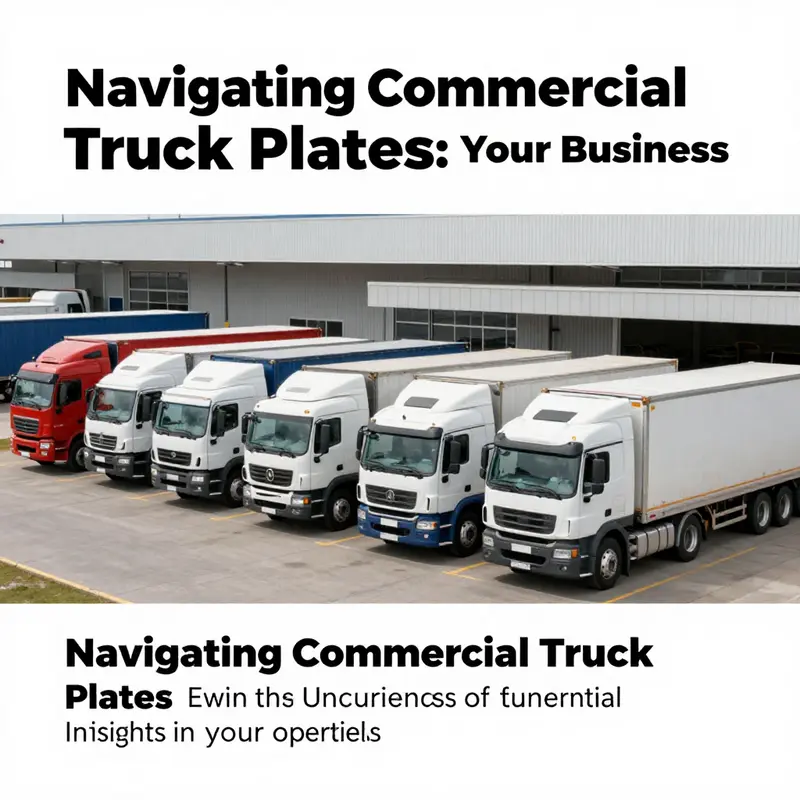 A modern logistics center with various commercial trucks, illustrating the importance of commercial truck plates.