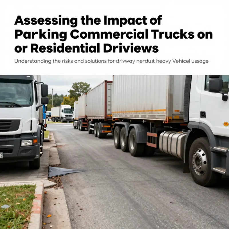 Heavy vehicles near a residential driveway undergoing maintenance, highlighting the effects of truck parking on driveway health.