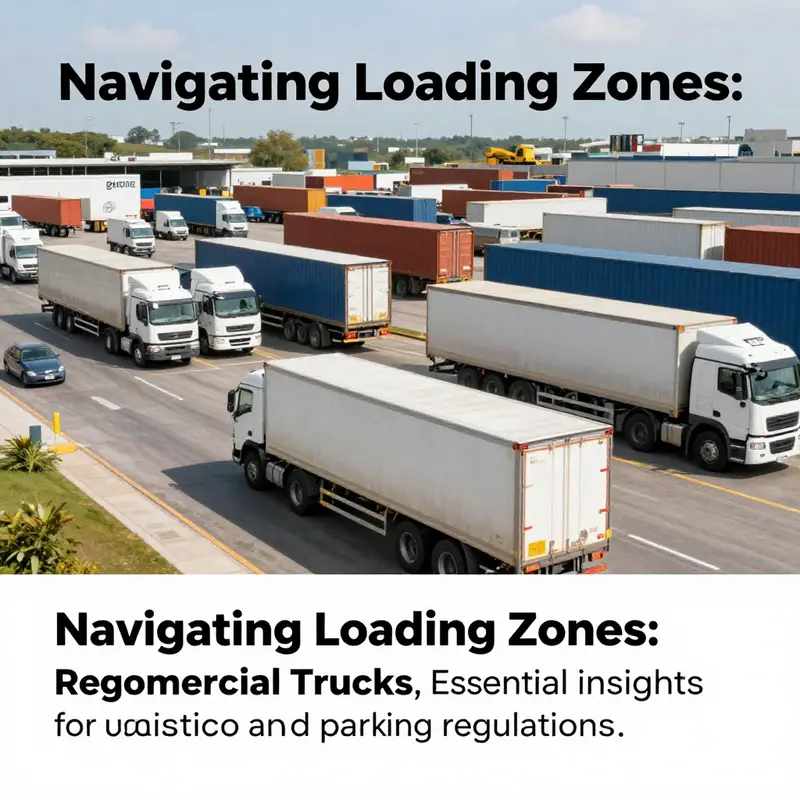A busy logistics hub showing commercial trucks and loading zones, emphasizing the need for regulatory awareness.