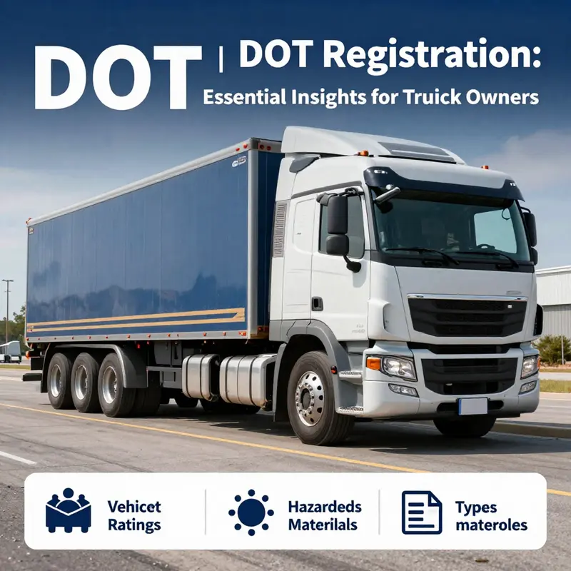 A commercial truck displaying its Department of Transportation number, essential for registration compliance.