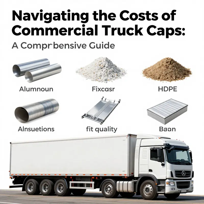 Key factors influencing commercial truck caps prices are visually represented through materials, fit, features, and brand reputation.