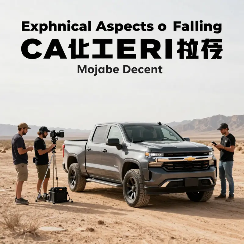 A stunning aerial view of the Mojave Desert, illustrating the dramatic and rugged landscape ideal for the Chevy Truck commercial.