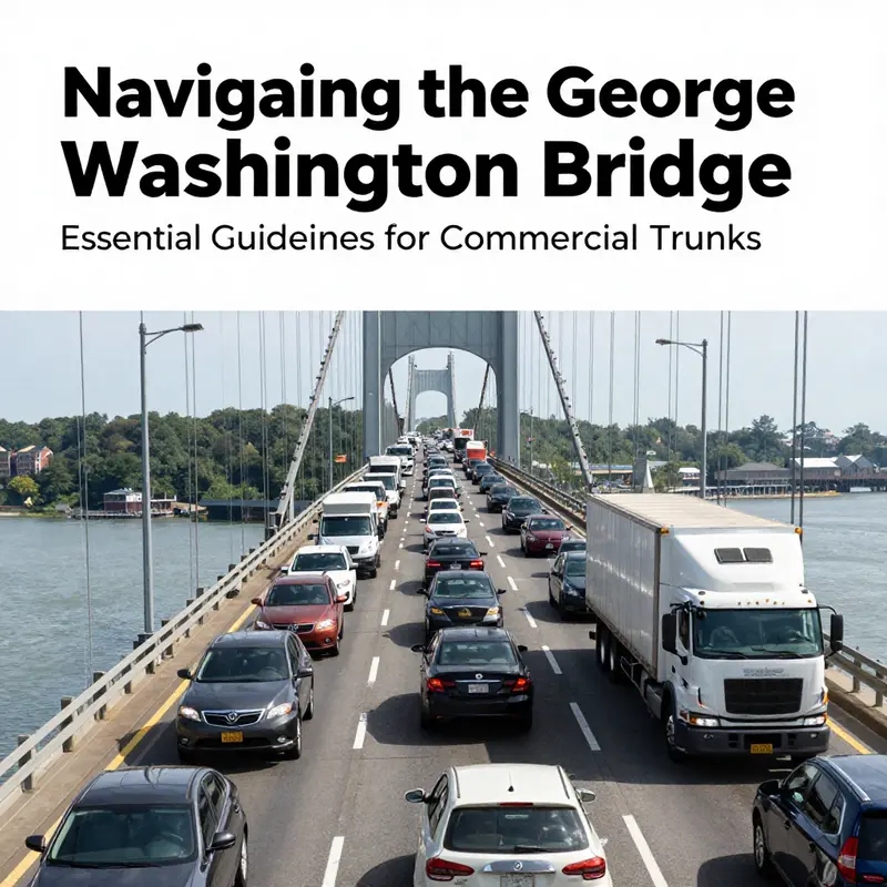 Commercial trucks approaching the George Washington Bridge, guided by regulations.