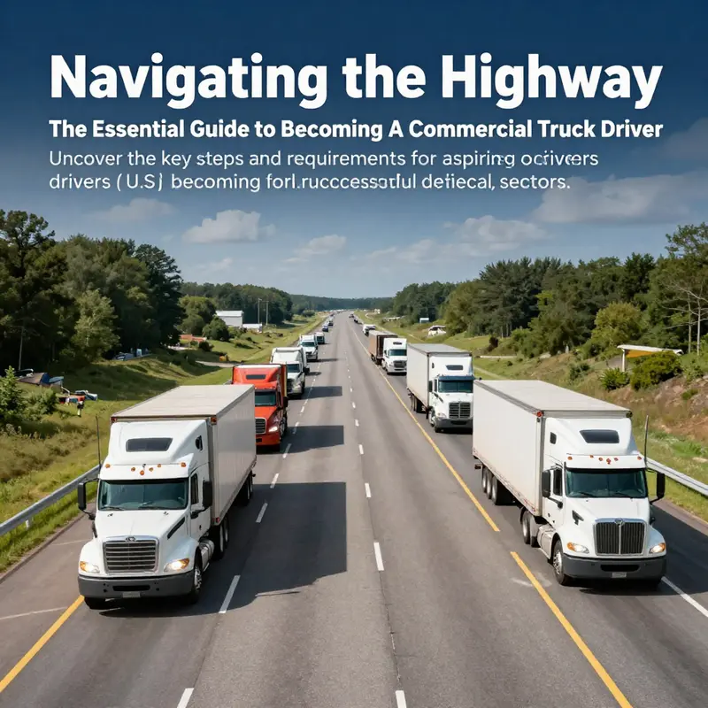 A busy highway with various trucks on the road, symbolizing the journey of commercial truck drivers.