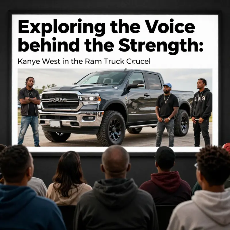 Kanye West’s powerful performance symbolizes the robust branding seen in the Ram Truck commercial.