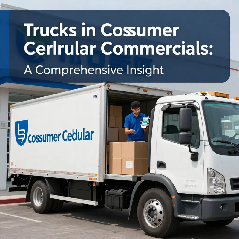 Diverse types of trucks used in consumer cellular commercials, highlighting their commercial applications.