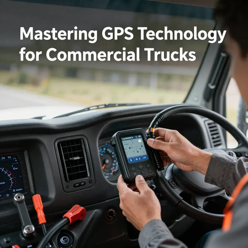 Technician installing a GPS tracking device in a commercial truck.