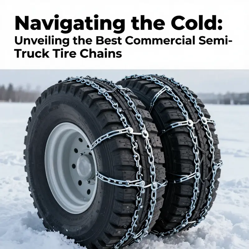 A semi-truck navigating through heavy snow, showcasing the benefits of high-performance tire chains.