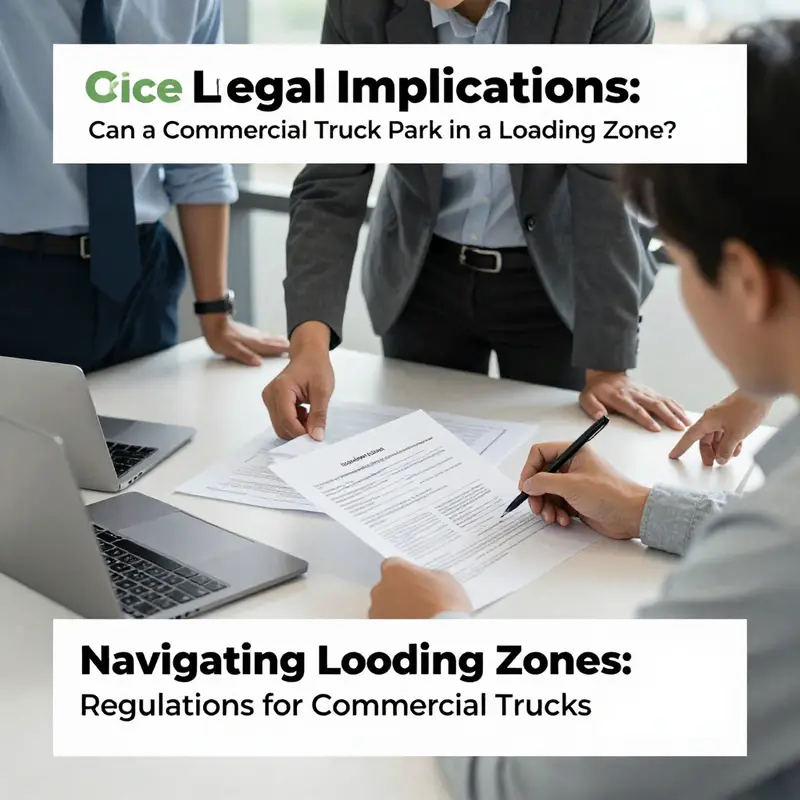 Illustration of a city loading zone with commercial truck parking violations.