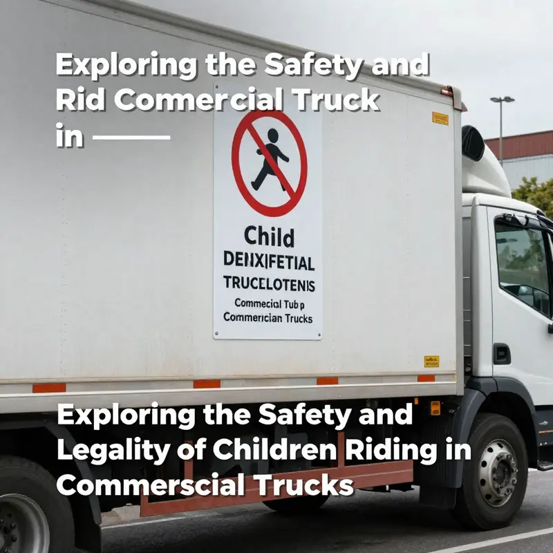 Signage highlighting the legal restrictions on children riding in commercial vehicles.