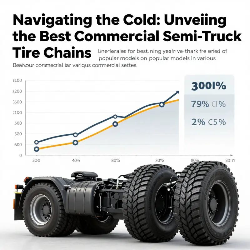 A semi-truck navigating through heavy snow, showcasing the benefits of high-performance tire chains.