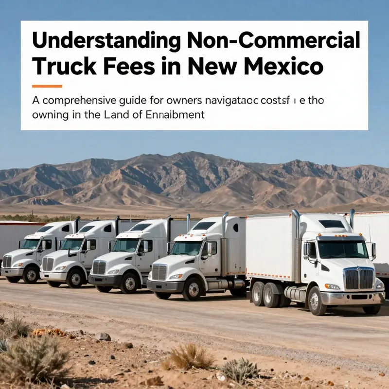 A scenic view of a fleet of non-commercial trucks in New Mexico, highlighting the landscape and trucking significance.
