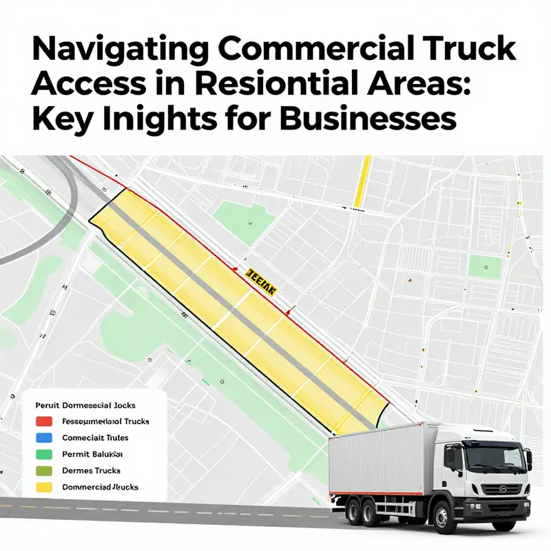 A visual representation of residential areas with specific regulations for commercial truck access.
