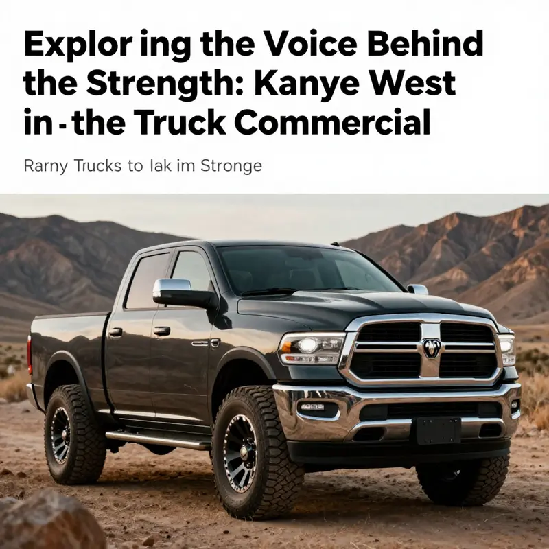 A Ram truck in a rugged setting, symbolizing power and combined with musical elements.