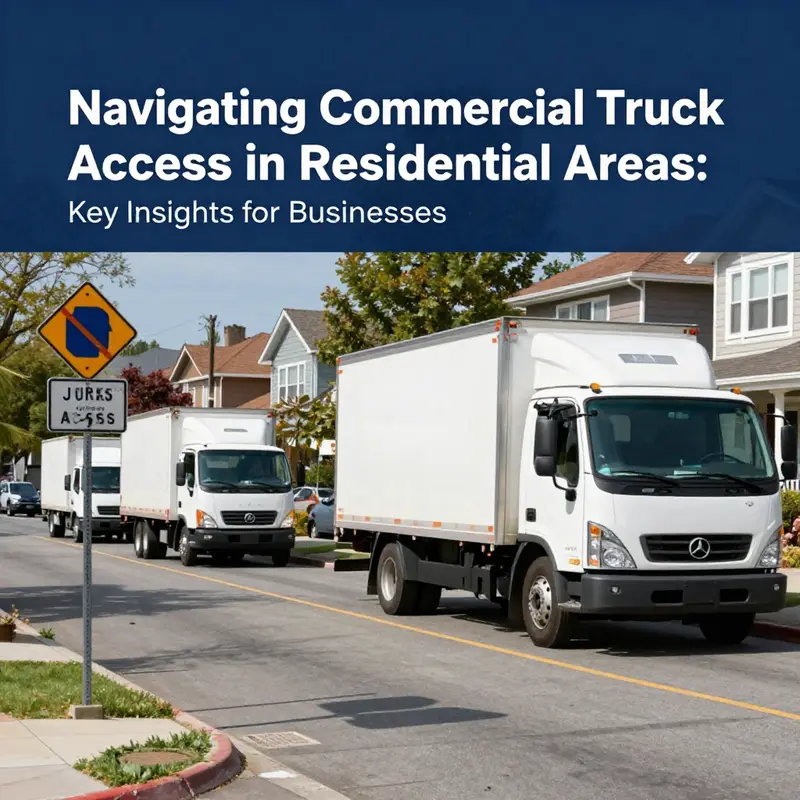 A visual representation of residential areas with specific regulations for commercial truck access.
